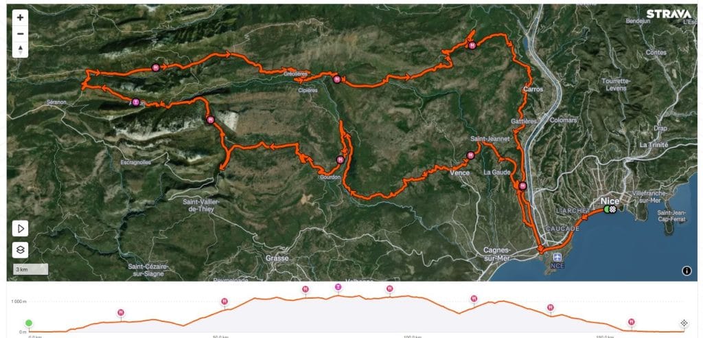 Parcours vélo Ironman Nice dénivelé