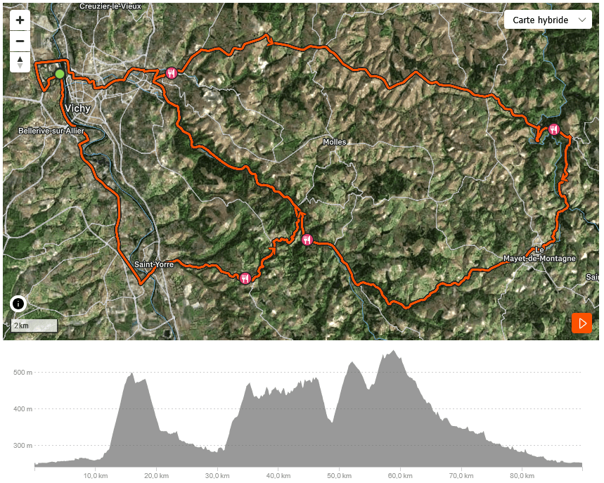 Parcours vélo Ironman 70.3 Vichy : Simulateur de Performance & Pacing
